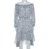 Diane Von Furstenberg White Printed Silk Off Shoulder Camila Dress S For Women