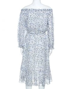 Diane Von Furstenberg White Printed Silk Off Shoulder Camila Dress S For Women -Diane Von Furstenberg shop luxury women diane von furstenberg used clothes p253431 004
