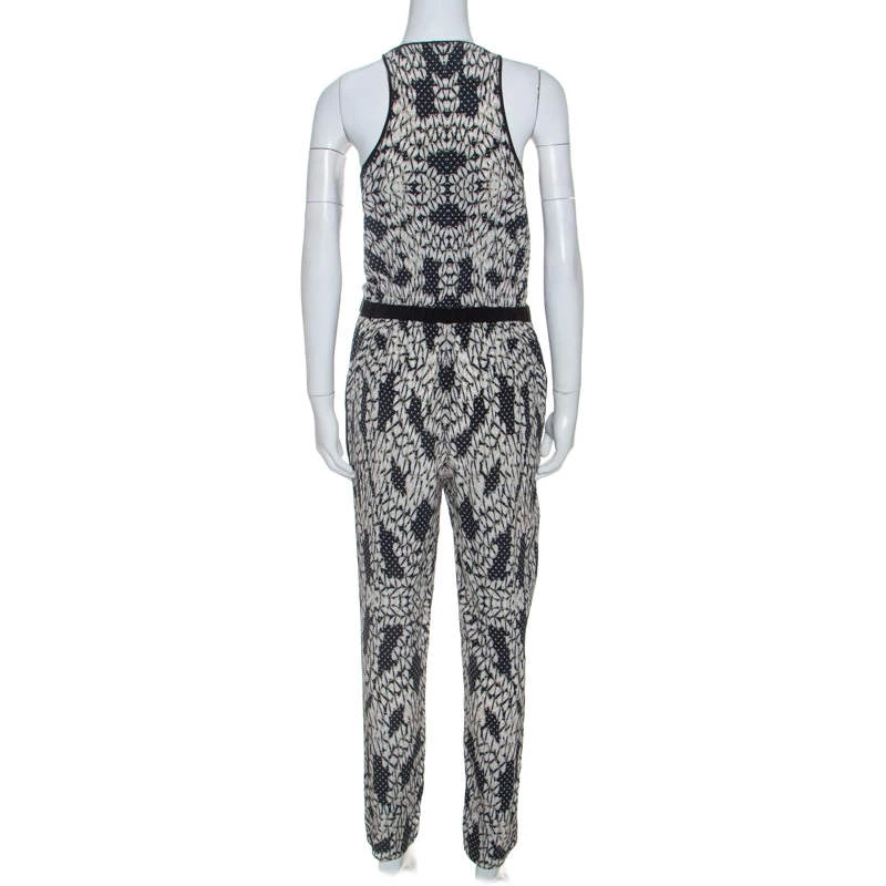 Diane Von Furstenberg Black Printed Silk Shany Jumpsuit M For Women 3 Diane Von Furstenberg Black Printed Silk Shany Jumpsuit M For Women - Image 3