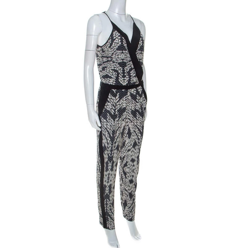 Diane Von Furstenberg Black Printed Silk Shany Jumpsuit M For Women 2 Diane Von Furstenberg Black Printed Silk Shany Jumpsuit M For Women - Image 2