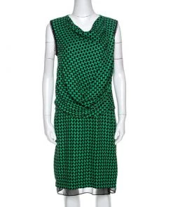 Diane Von Furstenberg Bicolor Patterned And Draped Leala Tweed Dress M For Women