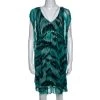 Diane Von Furstenberg Green Printed Silk Embellished Simea Dress M For Women