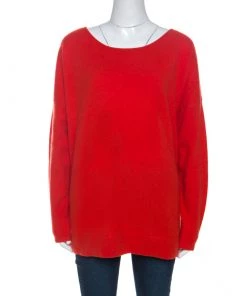 Diane Von Furstenberg Red Cashmere Jenia Oversized Sweater L For Women