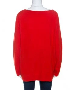 Diane Von Furstenberg Red Cashmere Jenia Oversized Sweater L For Women -Diane Von Furstenberg shop luxury women diane von furstenberg used clothes p260525 003
