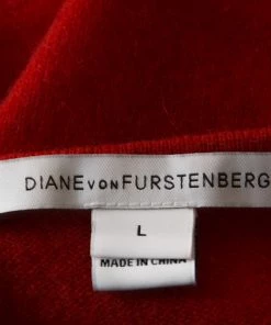 Diane Von Furstenberg Red Cashmere Jenia Oversized Sweater L For Women -Diane Von Furstenberg shop luxury women diane von furstenberg used clothes p260525 005
