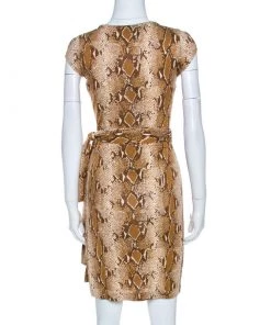 Diane Von Furstenberg Brown Snake Print Silk Kye Wrap Dress S For Women -Diane Von Furstenberg shop luxury women diane von furstenberg used clothes p260951 002