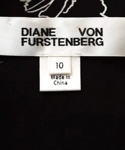 Diane Von Furstenberg Black Floral Printed Silk Shirt L For Women -Diane Von Furstenberg shop luxury women diane von furstenberg used clothes p262605 002