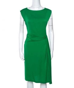 Diane Von Furstenberg Green Stretch Silk Aveline Dress M For Women