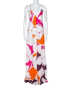 Diane Von Furstenberg White Eden Garden Print Silk Barths Dress M For Women