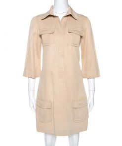 Diane Von Furstenberg Roberts Khaki Pocket Detail Dress M For Women