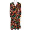 Diane Von Furstenberg Black Floral Print Silk Midi Dress M For Women