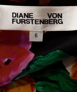 Diane Von Furstenberg Black Floral Print Silk Midi Dress M For Women -Diane Von Furstenberg shop luxury women diane von furstenberg used clothes p275666 004