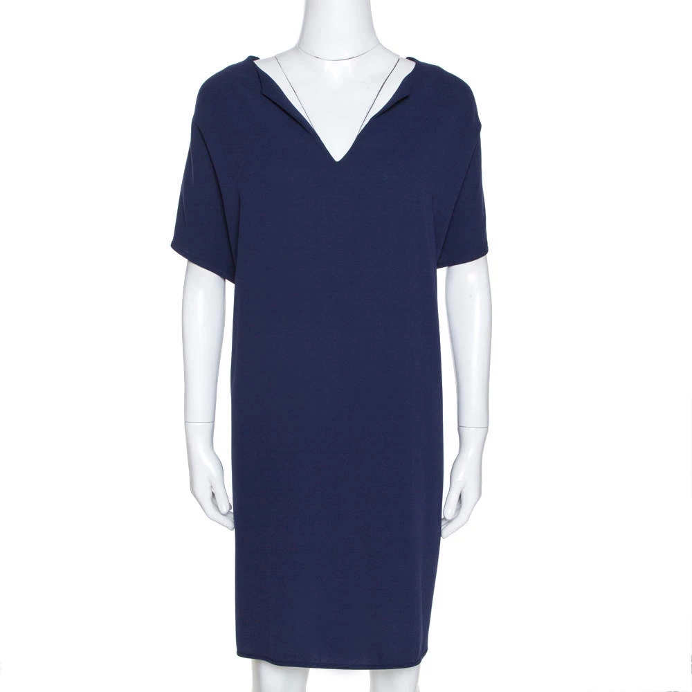 Diane Von Furstenberg Navy Blue Crepe Kora Shift Dress L For Women 1 Diane Von Furstenberg Navy Blue Crepe Kora Shift Dress L For Women