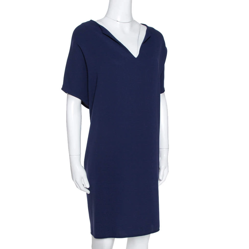Diane Von Furstenberg Navy Blue Crepe Kora Shift Dress L For Women 2 Diane Von Furstenberg Navy Blue Crepe Kora Shift Dress L For Women - Image 2