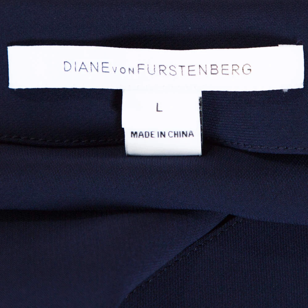 Diane Von Furstenberg Navy Blue Crepe Kora Shift Dress L For Women 5 Diane Von Furstenberg Navy Blue Crepe Kora Shift Dress L For Women - Image 5