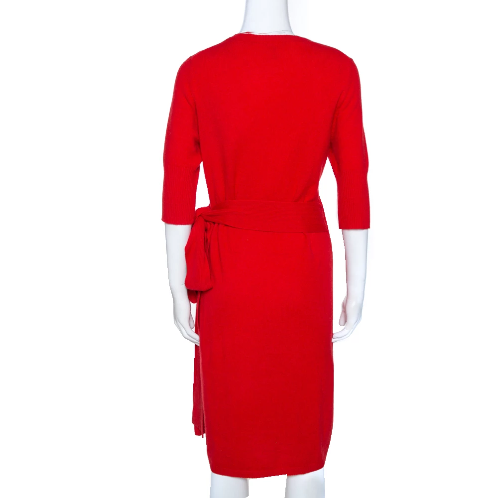 Diane Von Furstenberg Red Cashmere Coen Wrap Dress L For Women 3 Diane Von Furstenberg Red Cashmere Coen Wrap Dress L For Women - Image 3