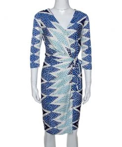 Diane Von Furstenberg shop 16 Diane Von Furstenberg Ornamentalist Diamonds Print Evrin Wrap Dress M For Women