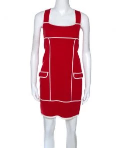 Diane Von Furstenberg Red & White Knit Glorioso Shift Dress XS For Women