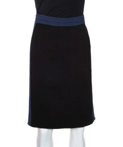 Diane Von Furstenberg Black & Blue Knit Panel Marta Framed Skirt L For Women
