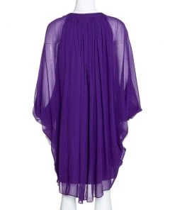 Diane Von Furstenberg Purple Georgette Kaftan Mini Dress S For Women -Diane Von Furstenberg shop luxury women diane von furstenberg used clothes p289415 004