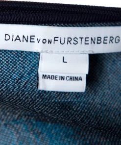 Diane Von Furstenberg Admiral Navy & Ivory Intarsia Knit Jalen Dress L For Women -Diane Von Furstenberg shop luxury women diane von furstenberg used clothes p289858 002