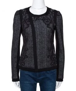 Diane Von Furstenberg Monochrome Textured Knit Jacket S For Women