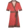 Diane Von Furstenberg "Lucinda" Red Airplane Print Silk Wrap Dress L For Women