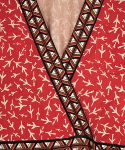 Diane Von Furstenberg "Lucinda" Red Airplane Print Silk Wrap Dress L For Women -Diane Von Furstenberg shop luxury women diane von furstenberg used clothes p29393 004