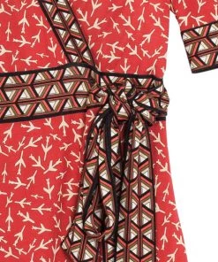 Diane Von Furstenberg "Lucinda" Red Airplane Print Silk Wrap Dress L For Women -Diane Von Furstenberg shop luxury women diane von furstenberg used clothes p29393 005