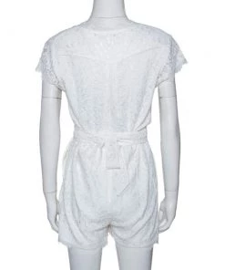 Diane Von Furstenberg White Purdette Lace Wrap Romper S For Women -Diane Von Furstenberg shop luxury women diane von furstenberg used clothes p296554 004