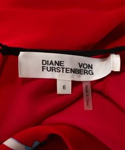 Diane Von Furstenberg Red Floral Print Stretch Silk Mini Dress M For Women -Diane Von Furstenberg shop luxury women diane von furstenberg used clothes p296724 002