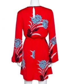 Diane Von Furstenberg Red Floral Print Stretch Silk Mini Dress M For Women -Diane Von Furstenberg shop luxury women diane von furstenberg used clothes p296724 1591875722 008