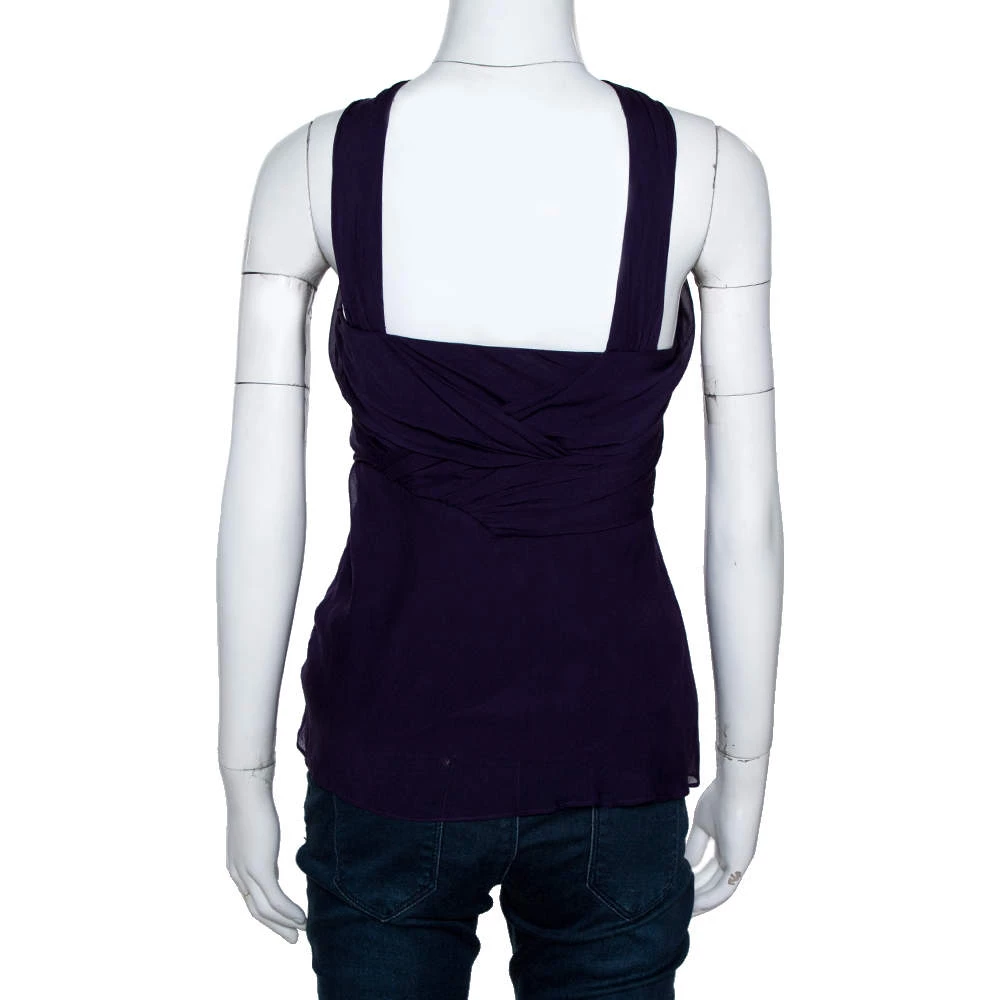 Diane Von Furstenberg Purple Silk Draped Nikki Top S For Women 3 Diane Von Furstenberg Purple Silk Draped Nikki Top S For Women - Image 3