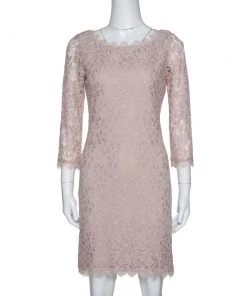 Diane Von Furstenberg Beige Lace Zarita Shift Dress M For Women