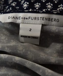 Diane Von Furstenberg Navy Blue Printed Silk Sigourney Two Wrap Dress S For Women -Diane Von Furstenberg shop luxury women diane von furstenberg used clothes p303128 004