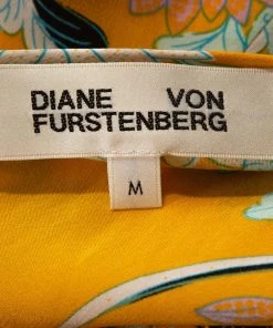 Diane Von Furstenberg Yellow Floral Print Silk Eloise Wrap Dress M For Women -Diane Von Furstenberg shop luxury women diane von furstenberg used clothes p303194 001