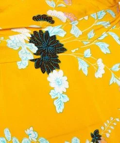 Diane Von Furstenberg Yellow Floral Print Silk Eloise Wrap Dress M For Women -Diane Von Furstenberg shop luxury women diane von furstenberg used clothes p303194 1594265345 003