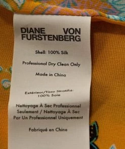 Diane Von Furstenberg Yellow Floral Print Silk Eloise Wrap Dress M For Women -Diane Von Furstenberg shop luxury women diane von furstenberg used clothes p303194 1594265374 006