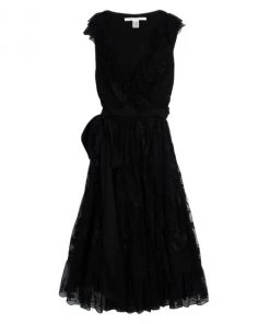 Diane Von Furstenberg Black Lace Dendermonde Wrap Dress For Women
