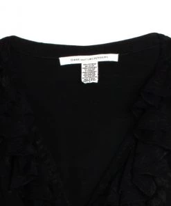 Diane Von Furstenberg Black Lace Dendermonde Wrap Dress For Women -Diane Von Furstenberg shop luxury women diane von furstenberg used clothes p30687 004