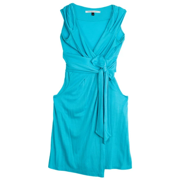 Diane Von Furstenberg Aqua Celosa Cotton Wrap Dress XXS For Women 1 Diane Von Furstenberg Aqua Celosa Cotton Wrap Dress XXS For Women