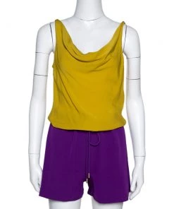 Diane Von Furstenberg Color Block Silk Crepe Tadd Romper S For Women