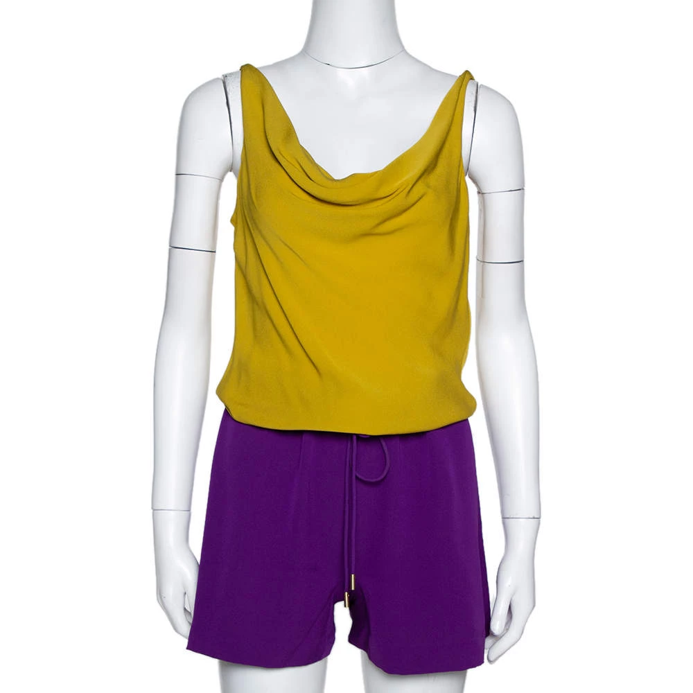 Diane Von Furstenberg Color Block Silk Crepe Tadd Romper S For Women 1 Diane Von Furstenberg Color Block Silk Crepe Tadd Romper S For Women
