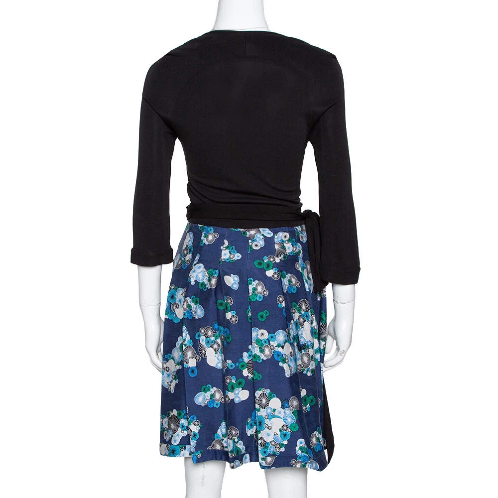 Diane Von Furstenberg Navy Blue Wool & Silk Jewel Wrap Dress M For Women 3 Diane Von Furstenberg Navy Blue Wool & Silk Jewel Wrap Dress M For Women - Image 3