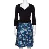 Diane Von Furstenberg Navy Blue Wool & Silk Jewel Wrap Dress M For Women