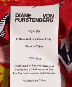 Diane Von Furstenberg Red Printed Silk Bethany Cinch Sleeve Maxi Dress XS For Women -Diane Von Furstenberg shop luxury women diane von furstenberg used clothes p320348 005