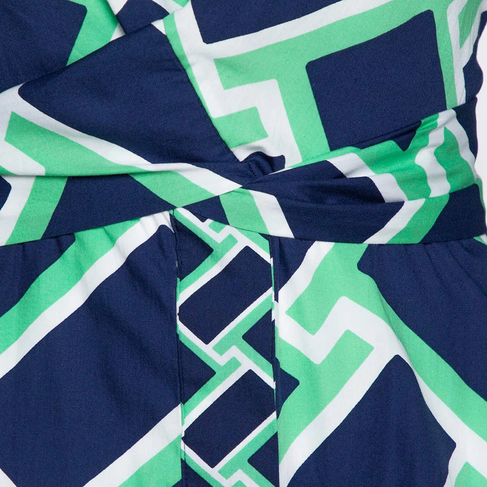 Diane Von Furstenberg Navy Blue Printed Cotton Jeri Twist Front Dress S For Women 4 Diane Von Furstenberg Navy Blue Printed Cotton Jeri Twist Front Dress S For Women - Image 4