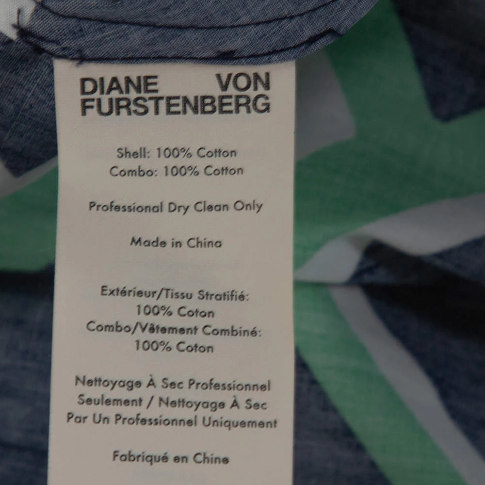 Diane Von Furstenberg Navy Blue Printed Cotton Jeri Twist Front Dress S For Women 6 Diane Von Furstenberg Navy Blue Printed Cotton Jeri Twist Front Dress S For Women - Image 6