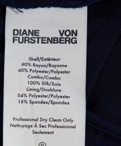 Diane Von Furstenberg Navy Blue Check Patterned Satin Jumpsuit M For Women -Diane Von Furstenberg shop luxury women diane von furstenberg used clothes p320387 005