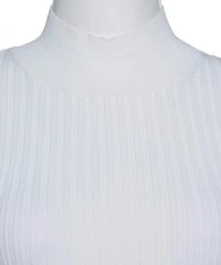 Diane Von Furstenberg White Rib Knit Fitted Top XS For Women -Diane Von Furstenberg shop luxury women diane von furstenberg used clothes p321921 006